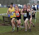 Jonny Taylor (North East) leads from eventual winner Frank Tinkler during the McCain World Cross Country Trials and Inter Counties, Cofton Park, Birmingham.